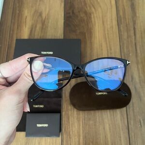 Authentic Tom Ford Black Frames with Blue Lenses (No prescription)